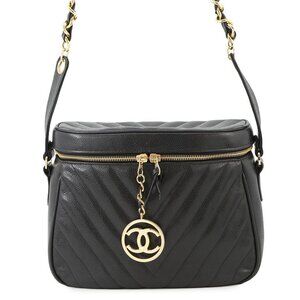 CHANEL V Stitch ChainShoulder Calfskin Black